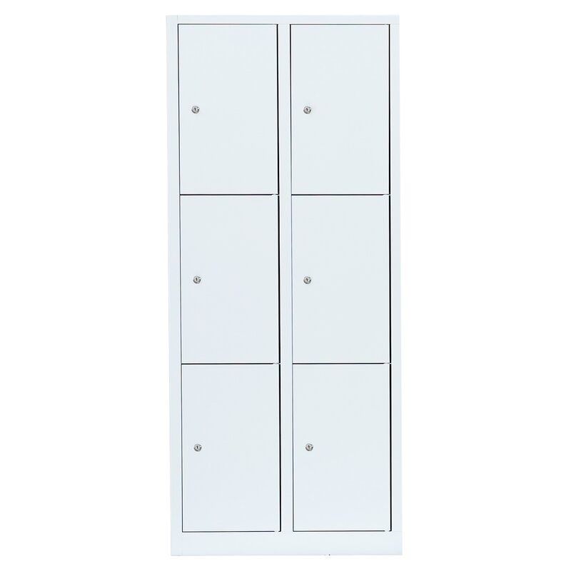 Produktbild Lüllmann Schließfachschrank 6 Fächer 1800 x 800 x 500 mm signalweiß bild 1