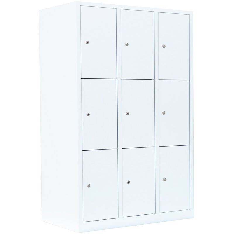 Produktbild Lüllmann Schließfachschrank 3 Abteile 9 Fächer 1800 x 1185 x 500 mm signalweiß