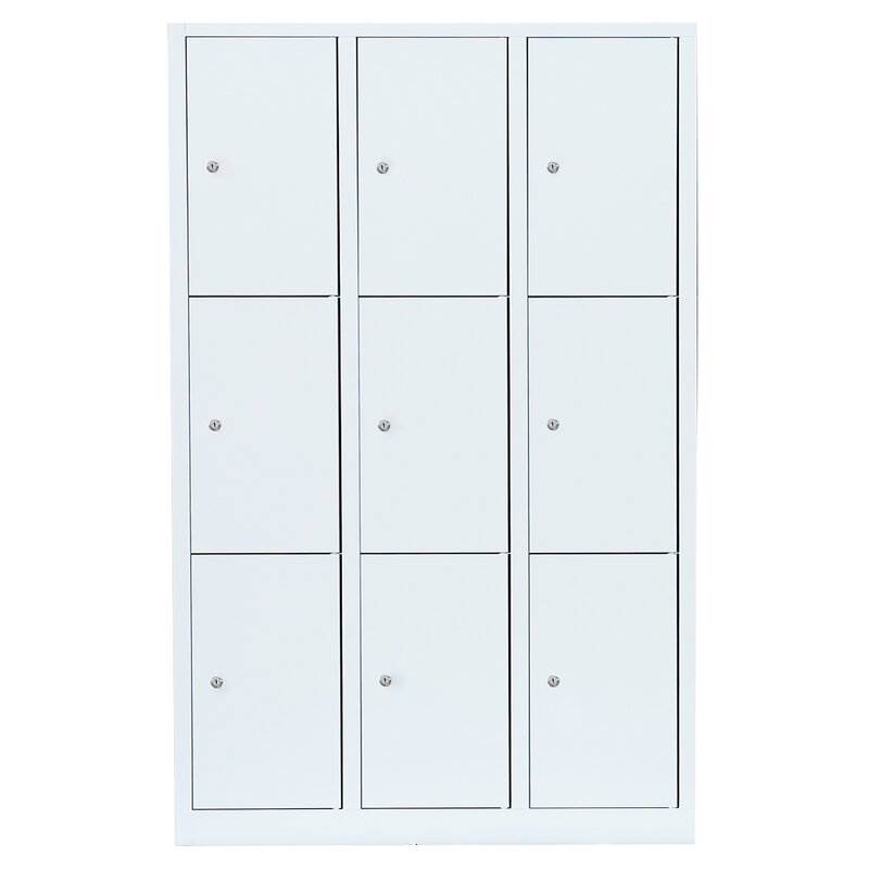 Produktbild Lüllmann Schließfachschrank 3 Abteile 9 Fächer 1800 x 1185 x 500 mm signalweiß bild 2