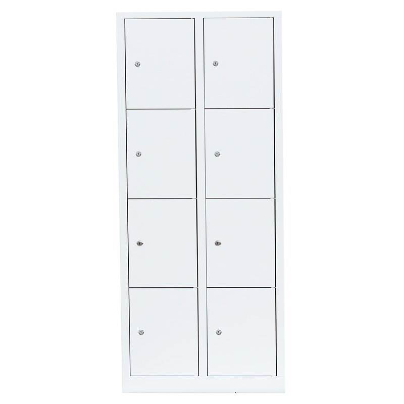 Produktbild Lüllmann Schließfachschrank 2 Abteile 8 Fächer 1800 x 800 x 500 mm in signalweiß bild 2