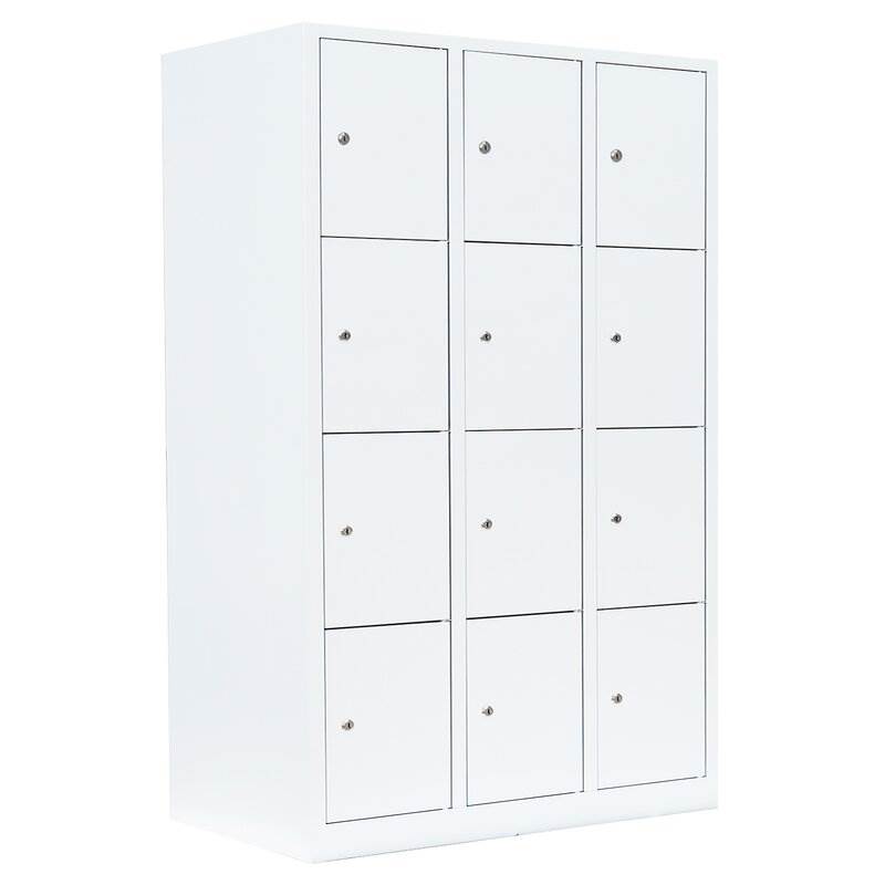 Produktbild Lüllmann Schließfachschrank 3 Abteile 12 Fächer 1800 x 1185 x 500 mm in signalweiß