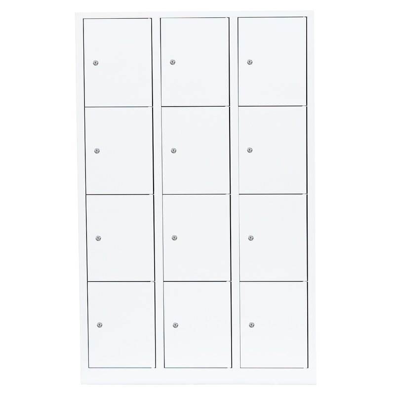 Produktbild Lüllmann Schließfachschrank 3 Abteile 12 Fächer 1800 x 1185 x 500 mm in signalweiß bild 2