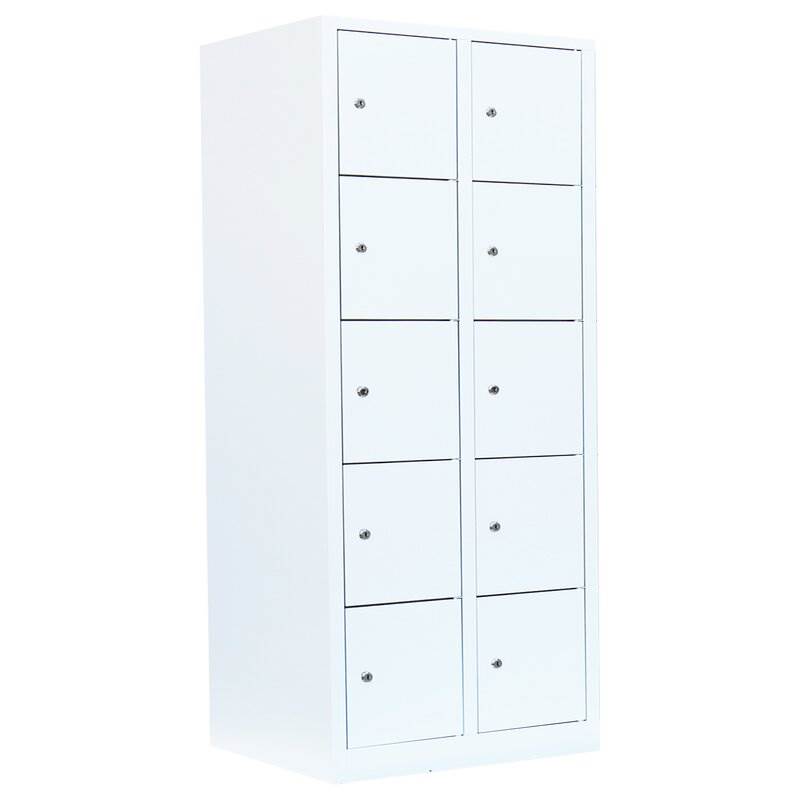 Produktbild Lüllmann Schließfachschrank 2 Abteile 10 Fächer 1800 x 800 x 500 mm in signalweiß