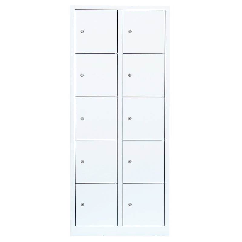Produktbild Lüllmann Schließfachschrank 2 Abteile 10 Fächer 1800 x 800 x 500 mm in signalweiß bild 2