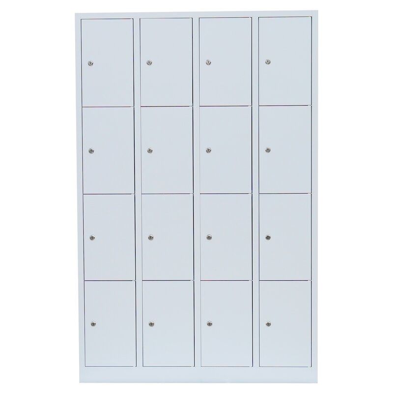 Produktbild Lüllmann Schließfachschrank 4 Abteile 16 Fächern 1800 x 1170 x 500 mm lichtgrau