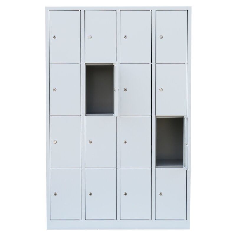 Produktbild Lüllmann Schließfachschrank 4 Abteile 16 Fächern 1800 x 1170 x 500 mm lichtgrau bild 3