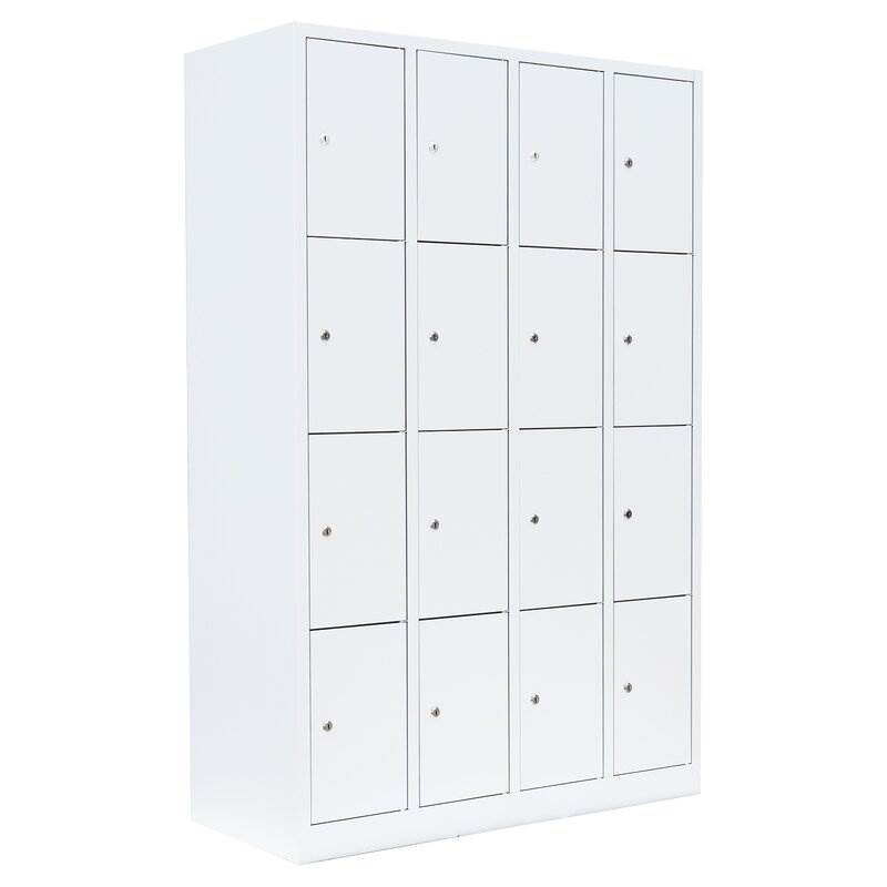 Produktbild Lüllmann Schließfachschrank 4 Abteile 16 Fächern 1800 x 1170 x 500 mm signalweiß