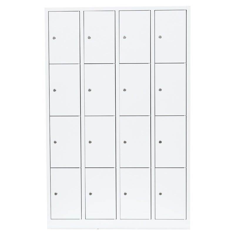 Produktbild Lüllmann Schließfachschrank 4 Abteile 16 Fächern 1800 x 1170 x 500 mm signalweiß bild 2