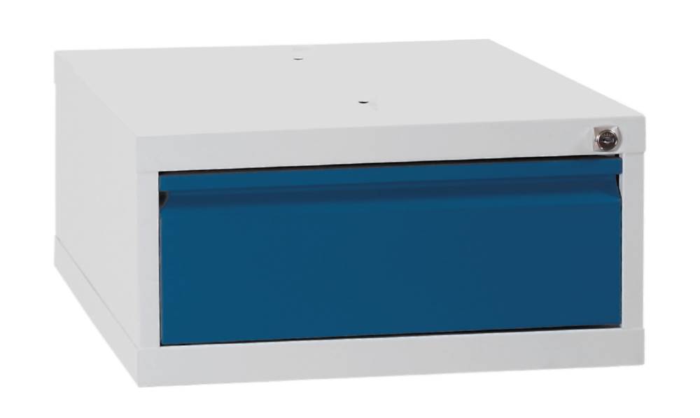 Produktbild Lüllmann Schubladenmodul 1 Schublade 230 x 460 x 550 mm lichtgrau mit enzianblau