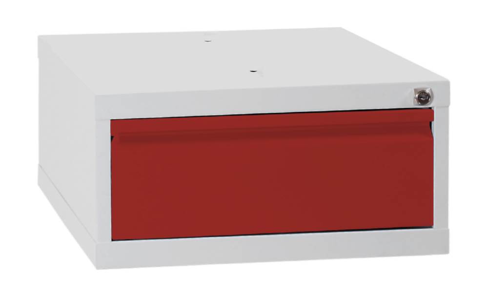Produktbild Lüllmann Schubladenmodul 1 Schublade 230 x 460 x 550 mm lichtgrau mit feuerrot