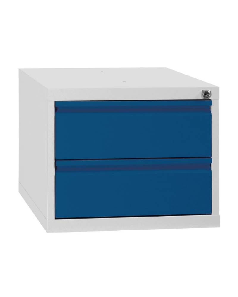 Produktbild Lüllmann Schubladenmodul 2 Schubladen 380 x 460 x 550 mm lichtgrau mit enzianblau