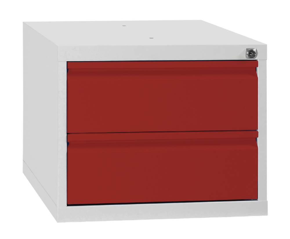 Produktbild Lüllmann Schubladenmodul 2 Schubladen 380 x 460 x 550 mm lichtgrau in feuerrot