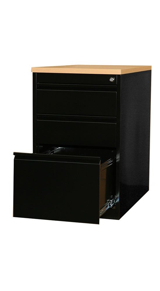 Produktbild Lüllmann Standcontainer 3 Schubladen 750 x 460 x 790 mm tiefschwarz buche bild 2