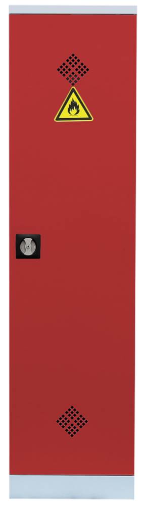 Produktbild Lüllmann Umweltschrank 1 Tür 4 Wannenböden 1950 x 500 x 422 mm lichtgrau mit feuerrot bild 2