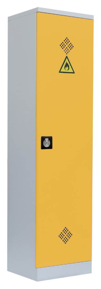 Produktbild Lüllmann Umweltschrank 1 Tür 4 Wannenböden 1950 x 500 x 422 mm lichtgrau mit rapsgelb