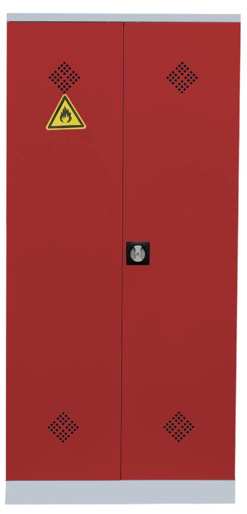 Produktbild Lüllmann Umweltschrank 2 Türen 4 Wannenböden 1950 x 916 x 422 mm lichtgrau mit feuerrot bild 2