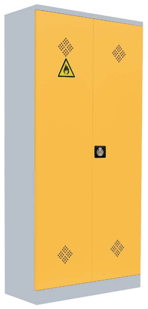 Produktbild Lüllmann Umweltschrank 2 Türen 4 Wannenböden 1950 x 916 x 422 mm lichtgrau mit rapsgelb