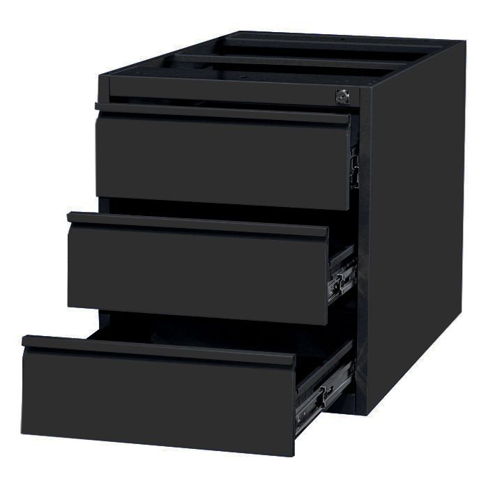 Produktbild Lüllmann Unterbaucontainer 3 Schubladen 535 x 460 x 790 tiefschwarz