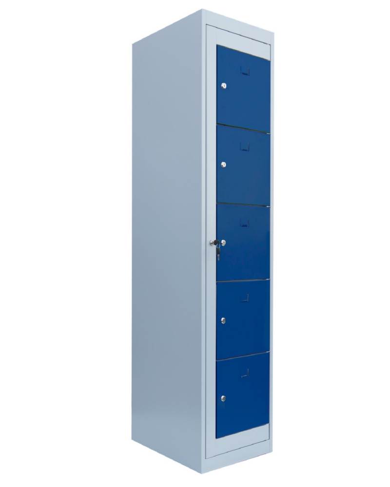 Produktbild Lüllmann Verteilerschrank 1 Abteil 5 Fächer 1800 x 400 x 500 mm lichtgrau enzianblau