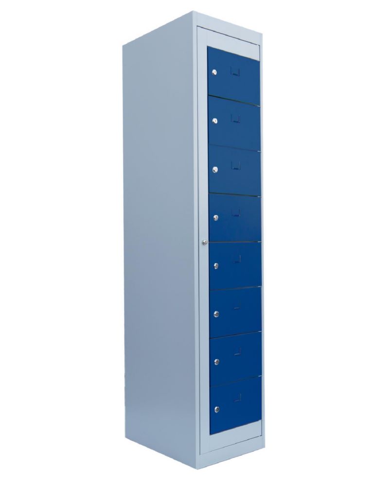Produktbild Lüllmann Verteilerschrank 1 Abteil 8 Fächer 1800 x 400 x 500 mm lichtgrau enzianblau