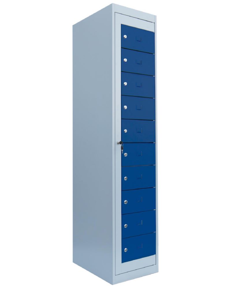 Produktbild Lüllmann Verteilerschrank 1 Abteil 10 Fächer 1800 x 400 x 500 mm lichtgrau enzianblau