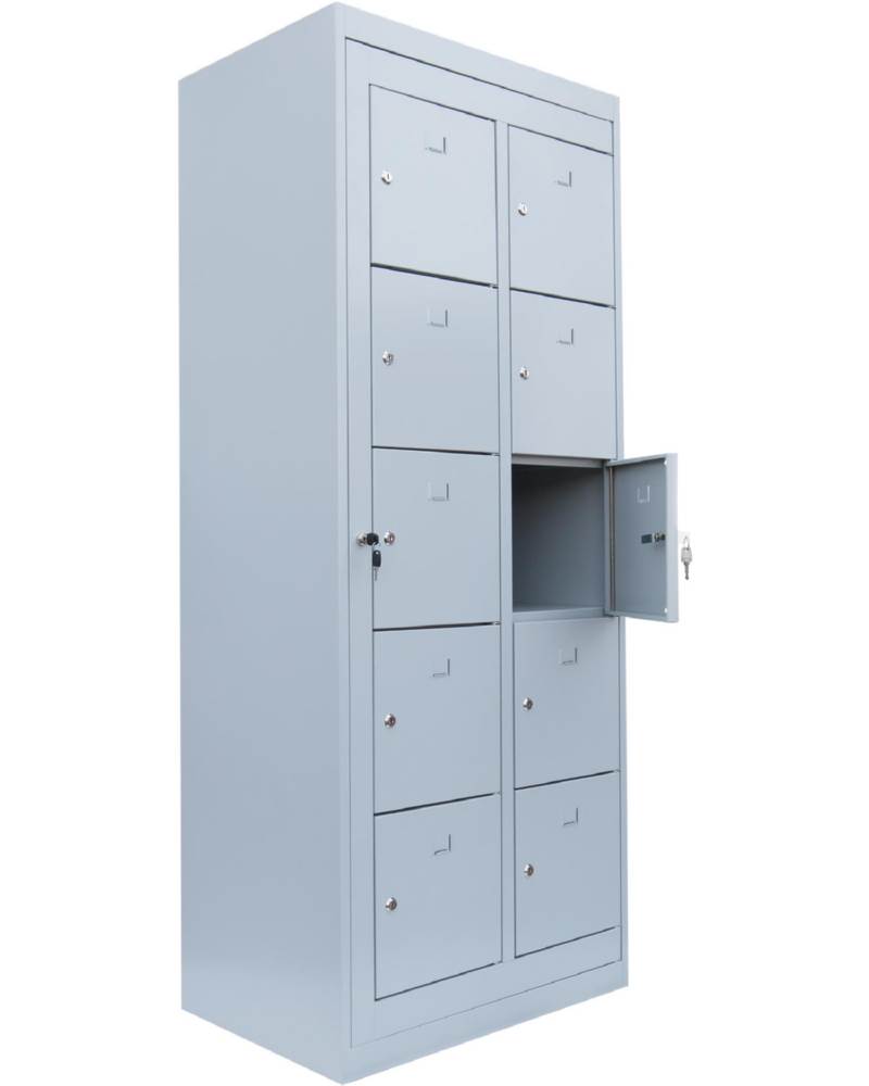 Produktbild Lüllmann Verteilerschrank 2 Abteile 10 Fächer 1800 x 740 x 500 mm in lichtgrau