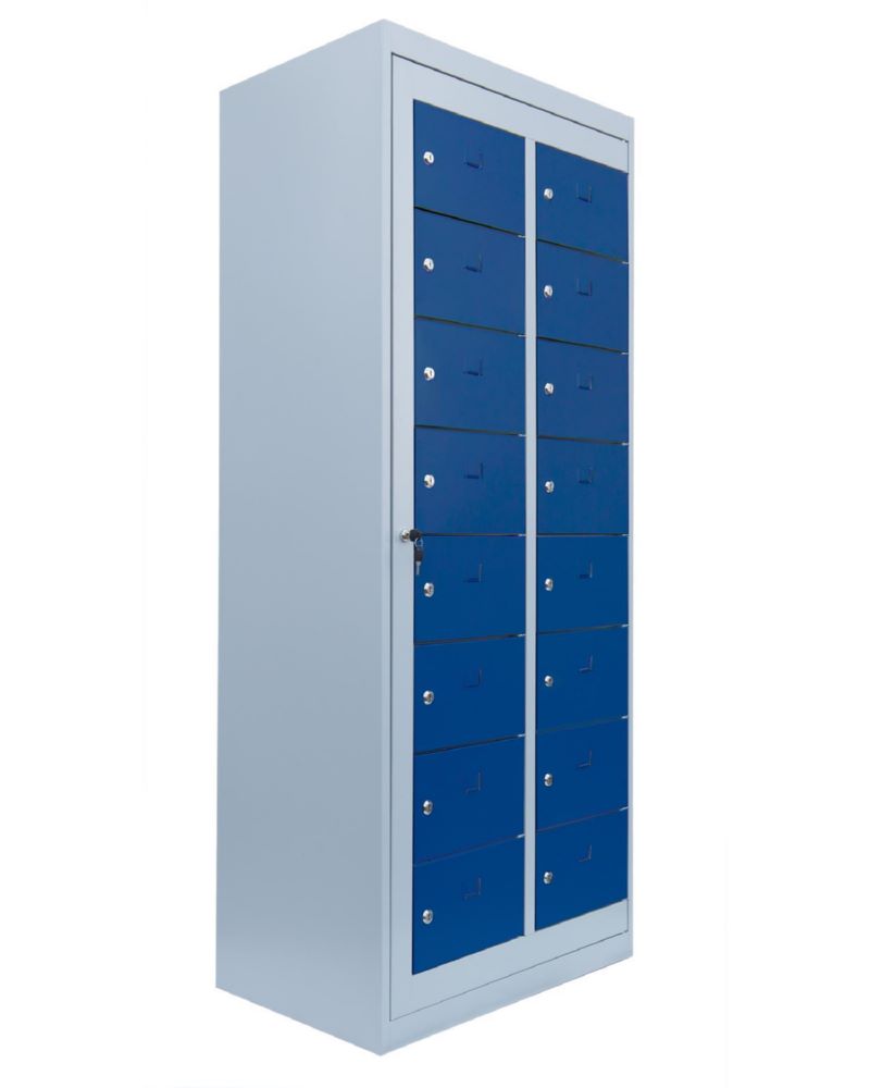 Produktbild Lüllmann Verteilerschrank 2 Abteile 16 Fächer 1800 x 740 x 500 mm lichtgrau enzianbla