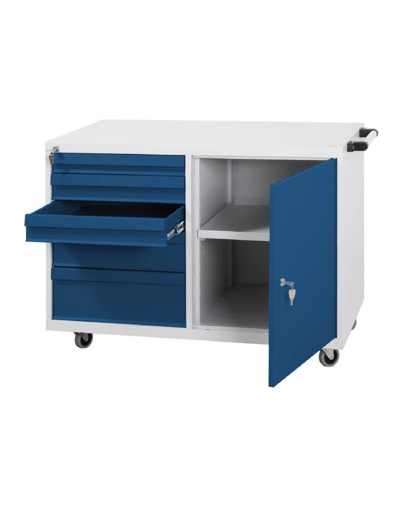 Produktbild Lüllmann Werkstattwagen 5 Schubladen links Flügeltür rechts 840 x 1090 x 600 mm
