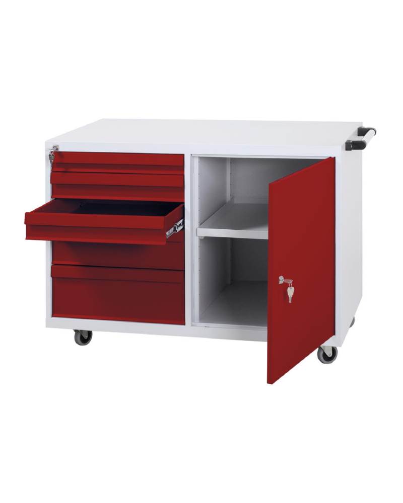 Produktbild Lüllmann Werkstattwagen Flügeltür rechts 5 Schubladen links 840 x 1090 x 600 mm