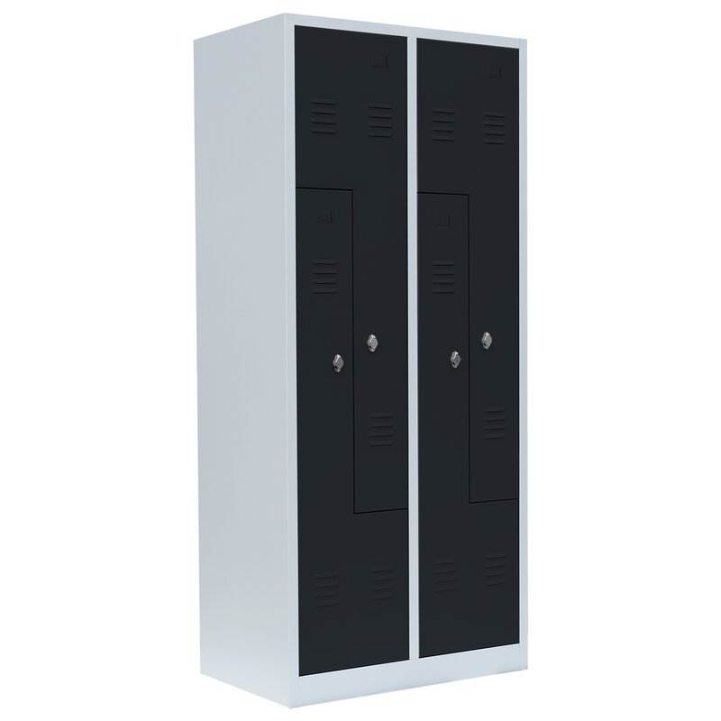 Produktbild Lüllmann Z Garderobenschrank 4 Abteile 1800 x 800 x 500 mm lichtgrau mit anthrazit