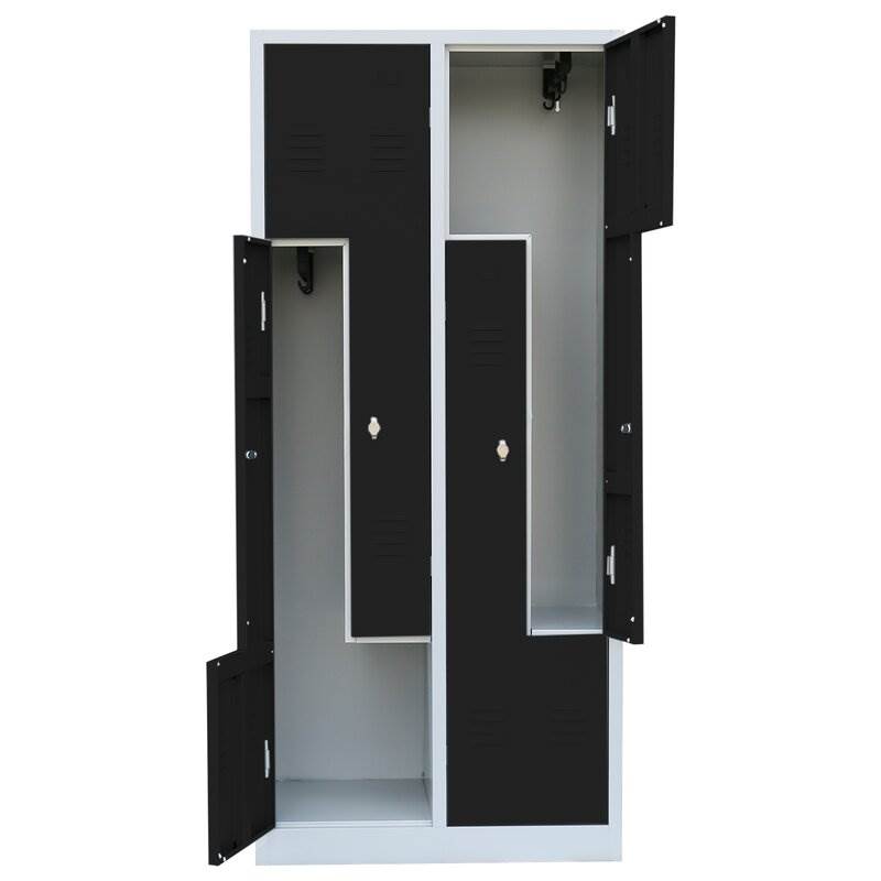 Produktbild Lüllmann Z Garderobenschrank 4 Abteile 1800 x 800 x 500 mm lichtgrau mit anthrazit bild 3