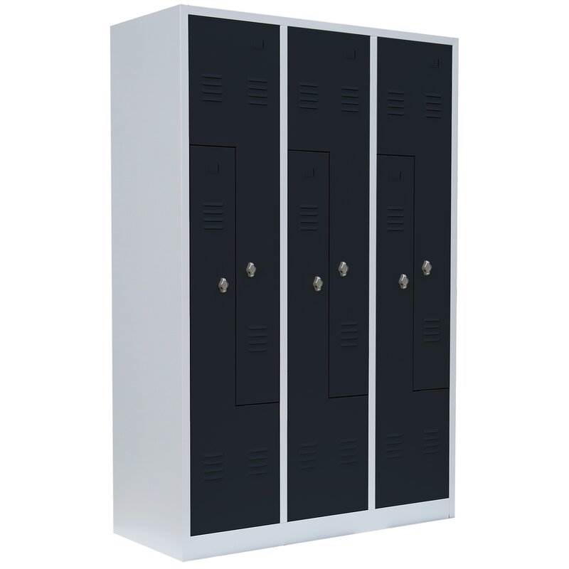 Produktbild Lüllmann Z Garderobenschrank 6 Abteile 1800 x 1185 x 500 mm lichtgrau mit anthrazit