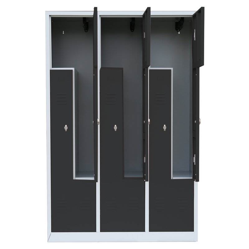 Produktbild Lüllmann Z Garderobenschrank 6 Abteile 1800 x 1185 x 500 mm lichtgrau mit anthrazit bild 3