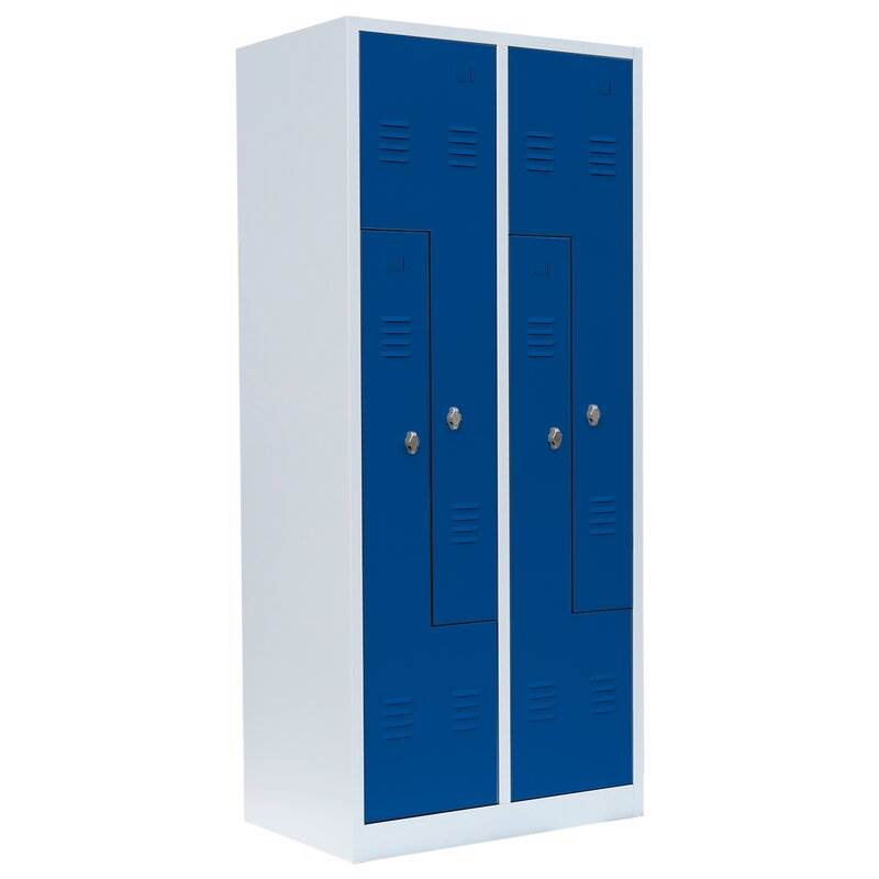 Produktbild Lüllmann Z Garderobenschrank 4 Abteile 1800 x 800 x 500 mm lichtgrau mit enzianblau