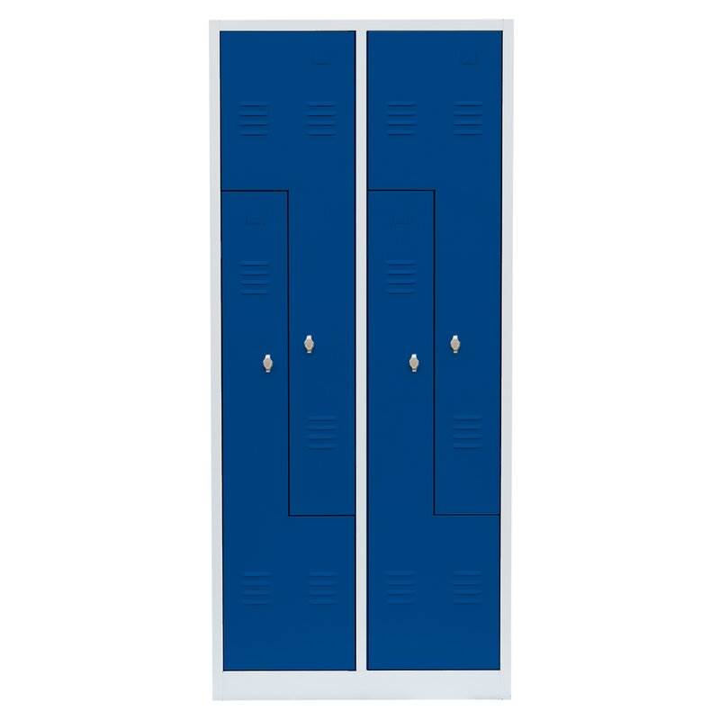 Produktbild Lüllmann Z Garderobenschrank 4 Abteile 1800 x 800 x 500 mm lichtgrau mit enzianblau bild 2