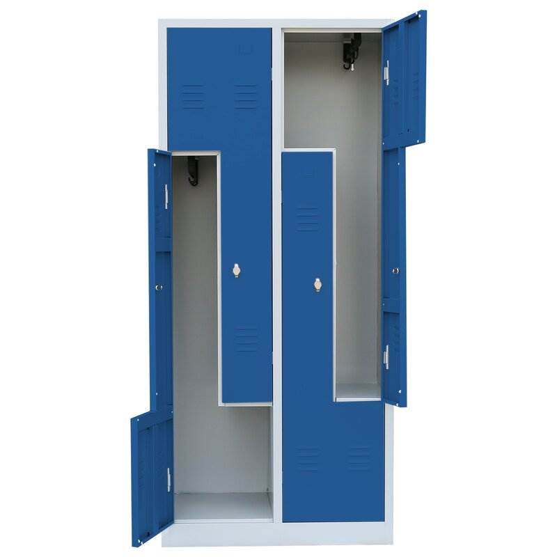 Produktbild Lüllmann Z Garderobenschrank 4 Abteile 1800 x 800 x 500 mm lichtgrau mit enzianblau bild 3