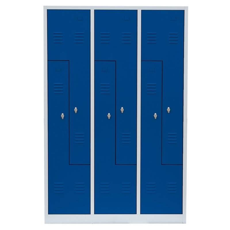 Produktbild Lüllmann Z Garderobenschrank 6 Abteile 1800 x 1185 x 500 mm lichtgrau mit enzianblau bild 2