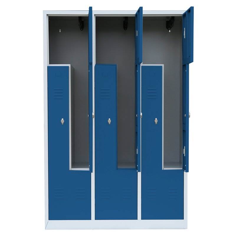 Produktbild Lüllmann Z Garderobenschrank 6 Abteile 1800 x 1185 x 500 mm lichtgrau mit enzianblau bild 3