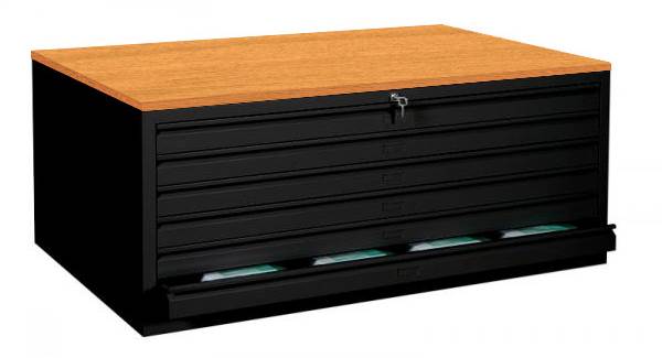 Produktbild Lüllmann Zeichnungsschrank 6 Schubladen 605 x 1405 x 955 mm tiefschwarz mit buche