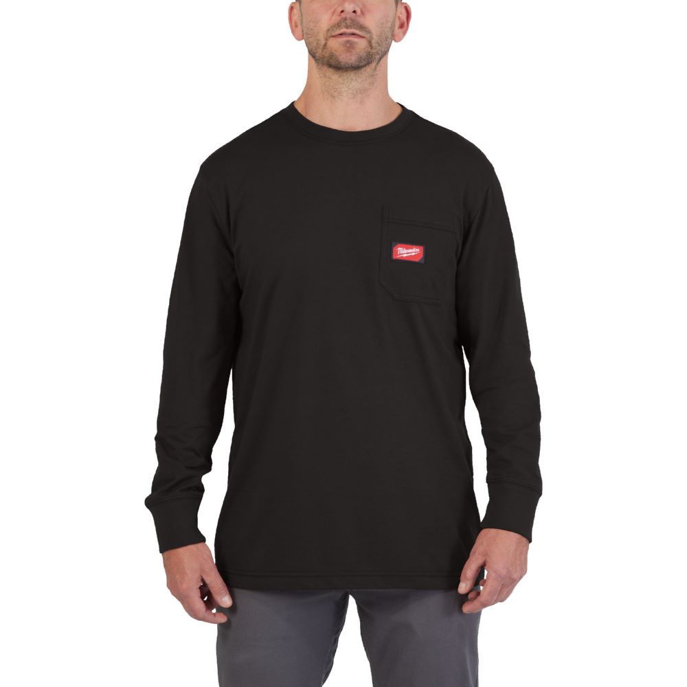 Produktbild Milwaukee Elektrowerkzeuge Arbeits Langarm Shirt in schwarz mit UV Schutz WTLSBL-XXL