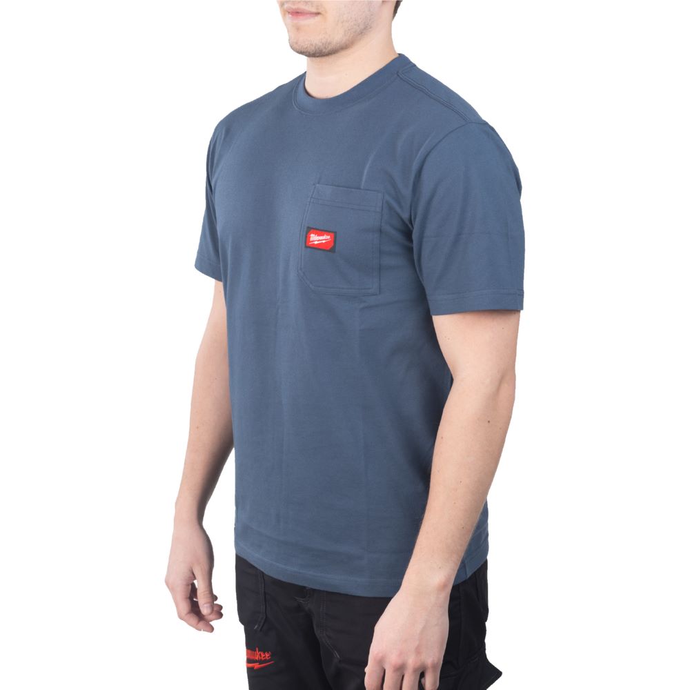 Produktbild Milwaukee Elektrowerkzeuge Arbeits T-Shirt blau mit UV Schutz WTSSBLU-S bild 2