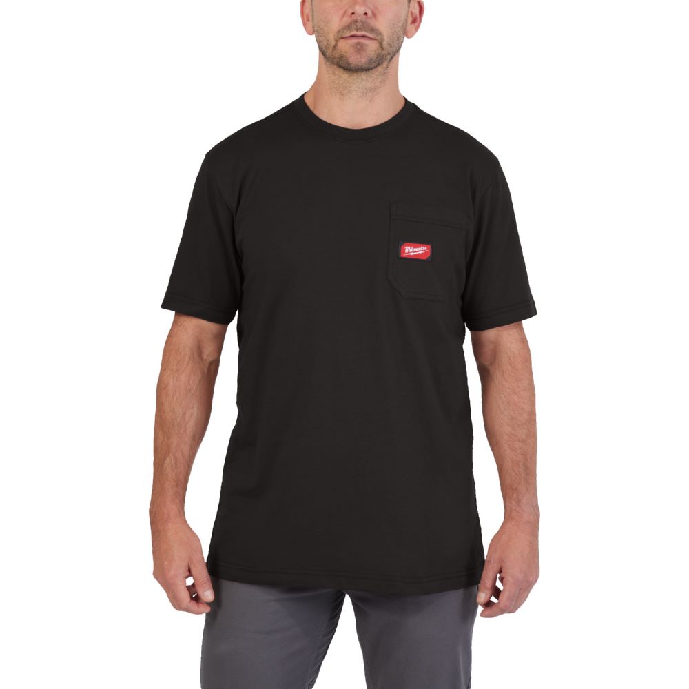 Produktbild Milwaukee Elektrowerkzeuge Arbeits T-Shirt in schwarz mit UV Schutz WTSSBL-M