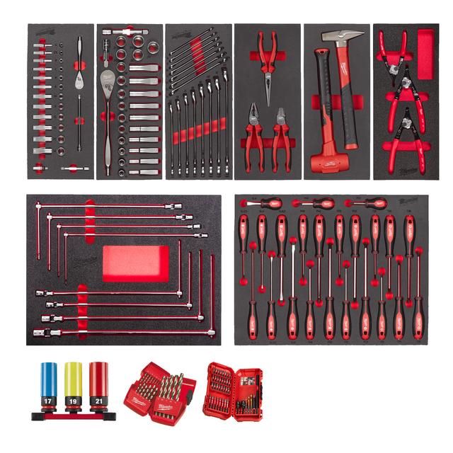 Produktbild Milwaukee Bestücktes Einlagen Set Automotive 172 Teile für Werkstattwagen 78 cm