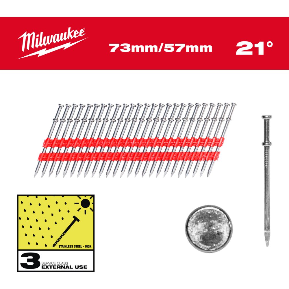Produktbild Milwaukee Elektrowerkzeuge Duplex Nägel für M18FDN 57 x 73 mm 21 Grad
