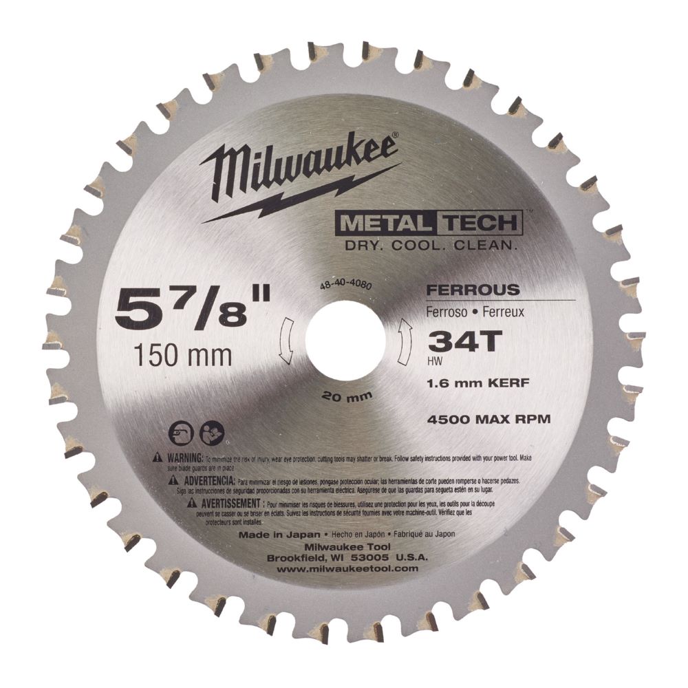 Produktbild Milwaukee Elektrowerkzeuge Kreissägeblatt für Metall Handkreissägen 150 x 20 x 1,6 mm Zähne 34