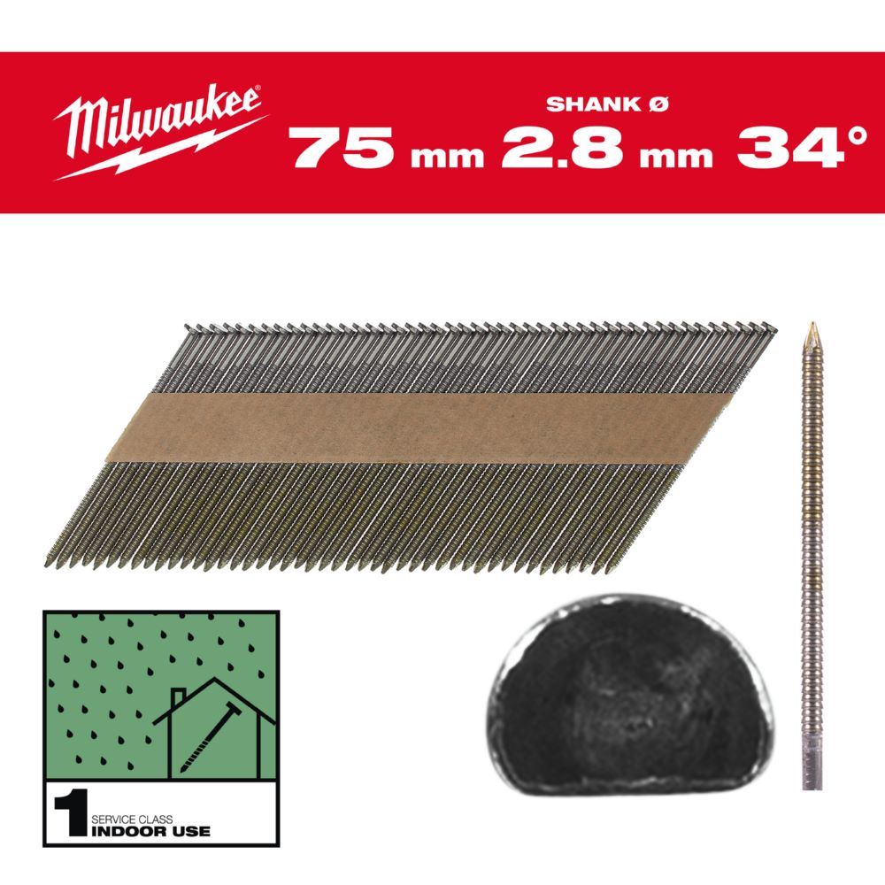 Produktbild Milwaukee Elektrowerkzeuge Ringschaft blank D Kopf Nägel für M18FFN 7,4 x 2,8 x 75 mm