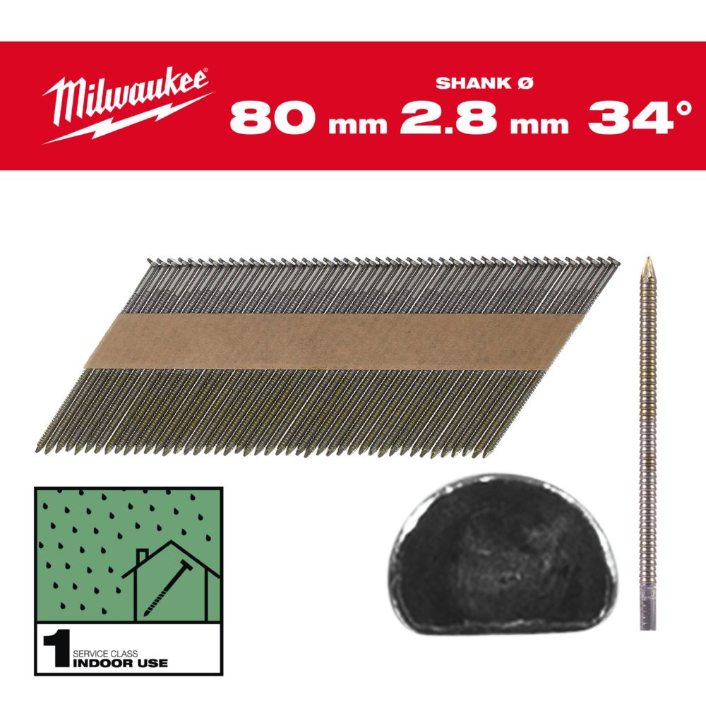 Produktbild Milwaukee Elektrowerkzeuge Ringschaft blank D Kopf Nägel für M18FFN 7,4 x 2,8 x 80 mm bild 2