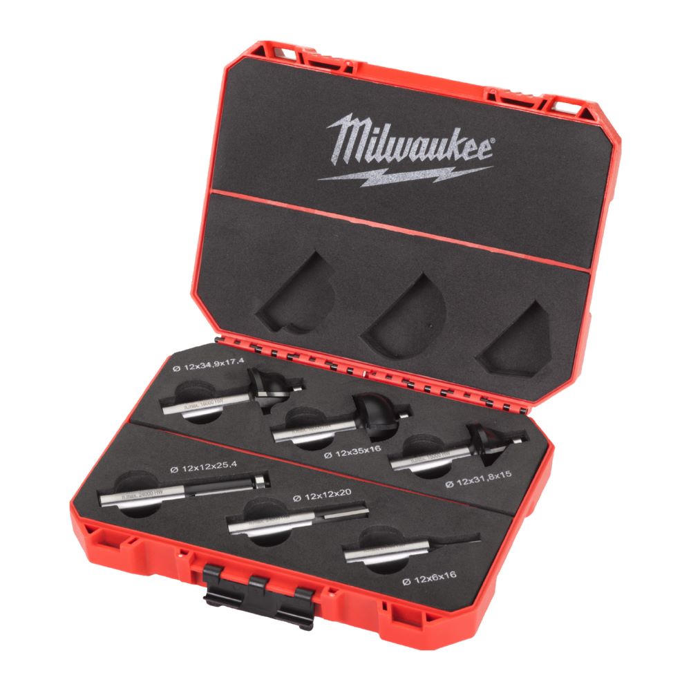 Produktbild Milwaukee Elektrowerkzeuge 12 mm Schaft - 6-teilig HM-Fräsersatz für Oberfräsen