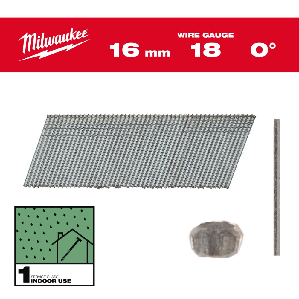 Produktbild Milwaukee Elektrowerkzeuge Stauchkopf Nägel 18 Gauge für M18CN18GS 1,05 x 1,25 x 16 mm verzinkt