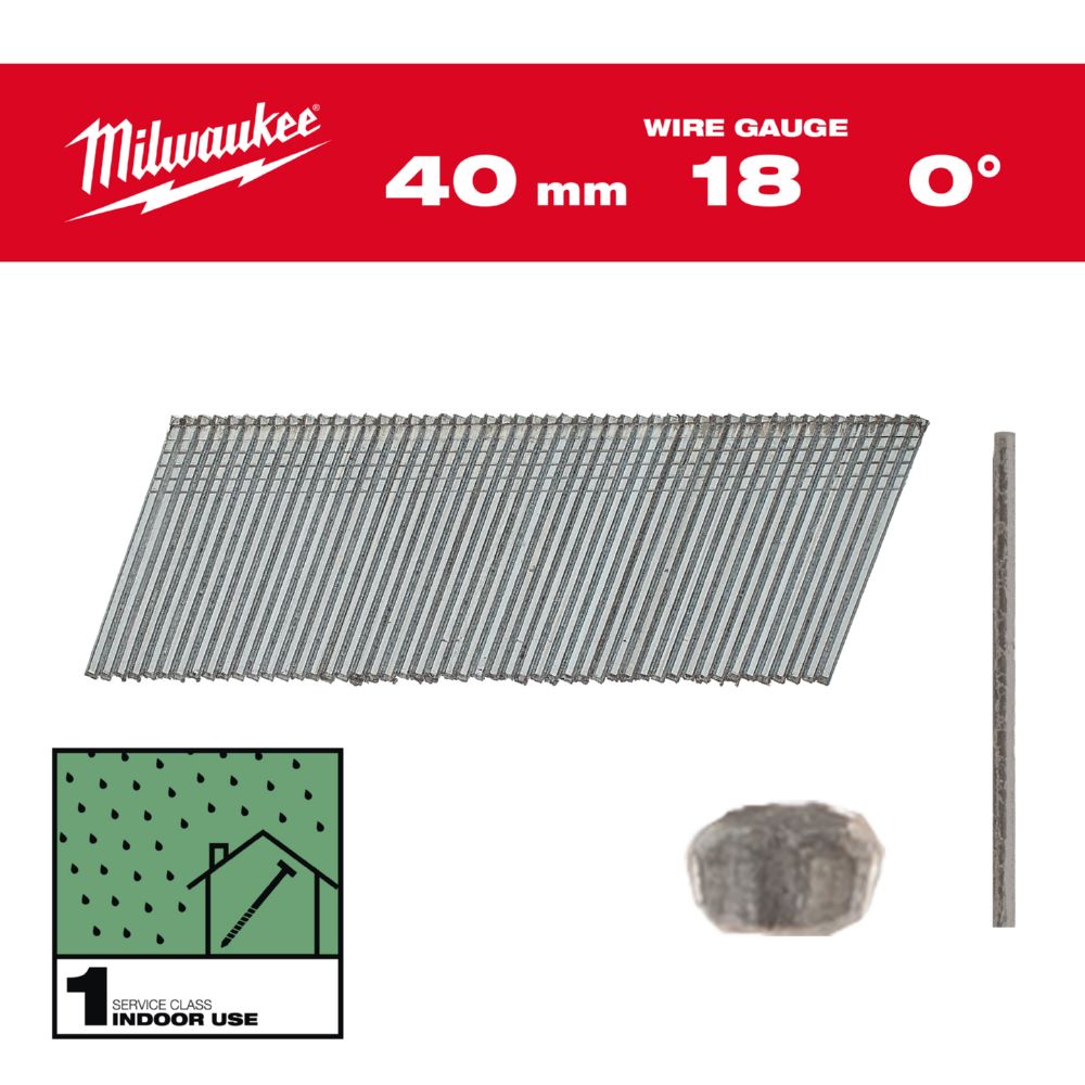 Produktbild Milwaukee Elektrowerkzeuge Stauchkopf Nägel 18 Gauge für M18CN18GS 1,05 x 1,25 x 40 mm verzinkt